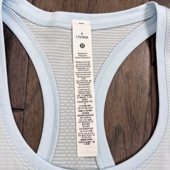 Lululemon NWT Swiftly Tech Racerback Tank Top 2.0 *Race Length Powder Blue - Picture 8 of 13